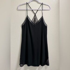 Victoria’s Secret Nightgown Dress Lace V Neck Spaghetti Strap Black Womens Small